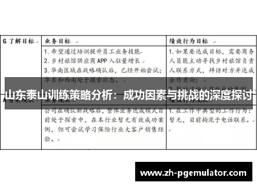 山东泰山训练策略分析：成功因素与挑战的深度探讨