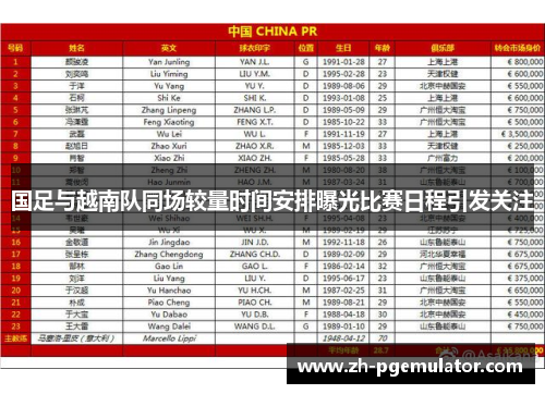 国足与越南队同场较量时间安排曝光比赛日程引发关注
